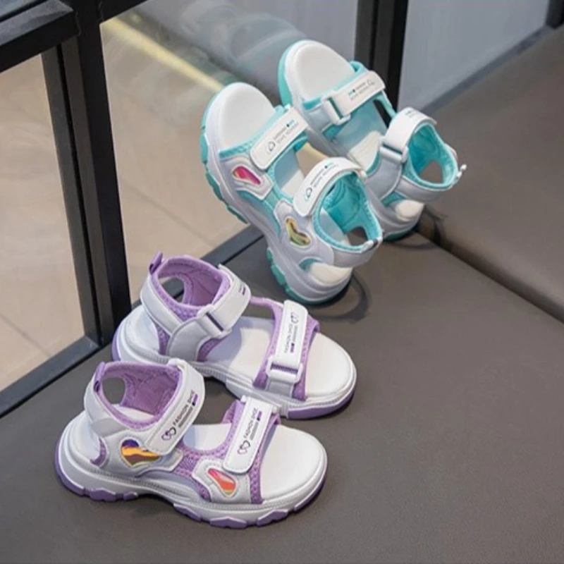 Fashion Plus Size Kids Sandals 2026 Summer New Girls' Thick Soled Sports Sandals Comfort Non Slip Child Beach Shoes Sandalias