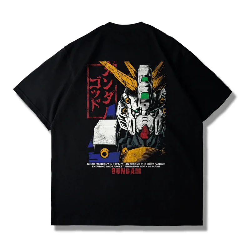 

2025 Japanese Anime Peripheral Mobile Suit Gundam Short Sleeve T-Shirt Barbatos Men's and Women's Summer Loose Heavy Cotton