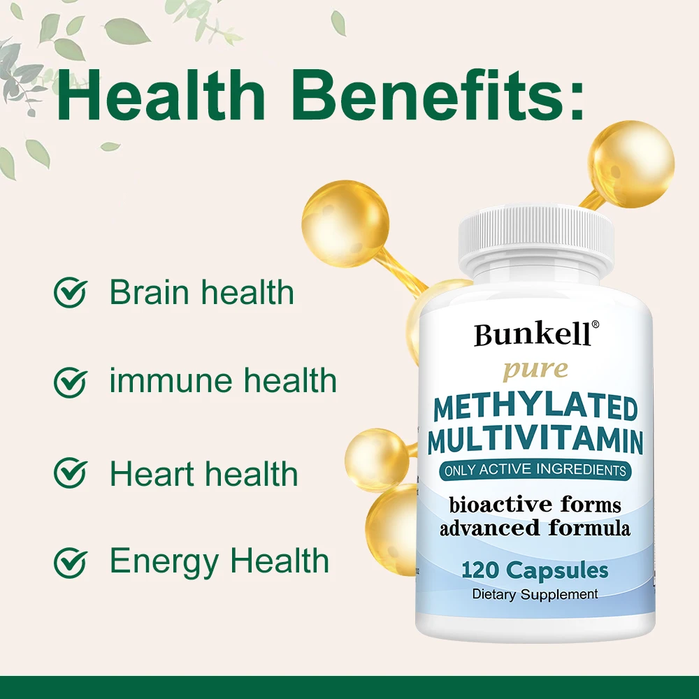 

High-Potency Methylated Multivitamin - Whole Food, B-Complex, Hair Skin Energy, Stress, Immune & Maintain Heart Health Support