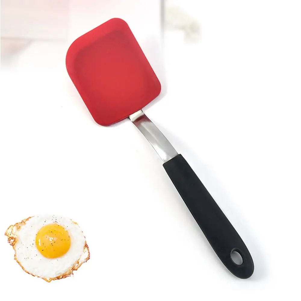 Non-Stick Silicone Frying Spatula Long Handle Food Grade Kitchen Turner No Scratch Soft Head Flexible Flipper Shovel Steak