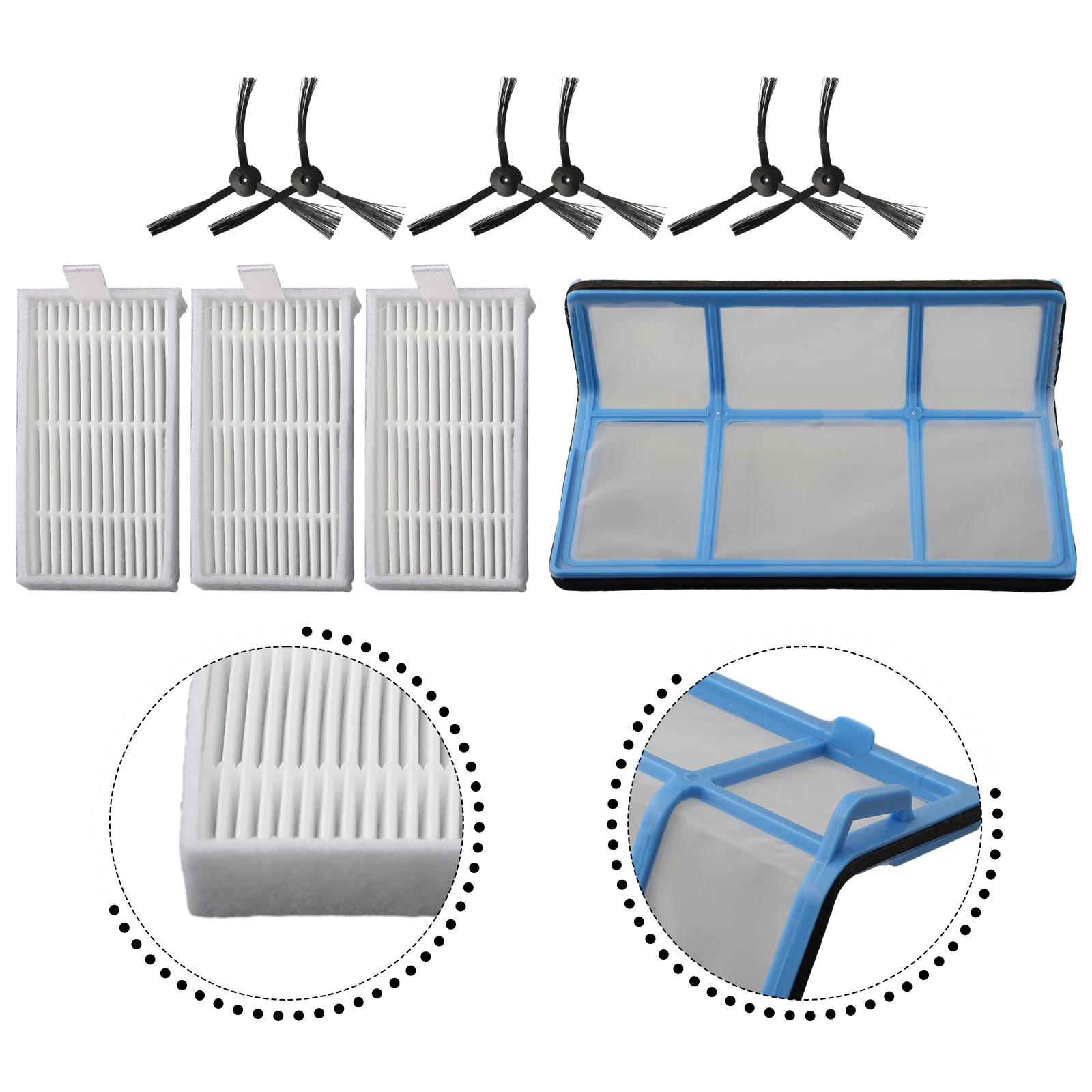 

For ZACO V3s V5 V5s Pro 10pcs Side Brush Filter Kit Spare Parts For Robot Vacuum Cleaner Accessories