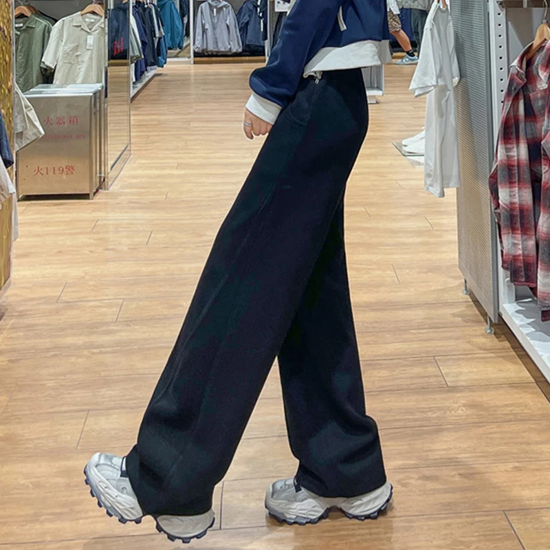 

Простые однотонные прямые спортивные штаны, женские брюки длиной до пола в американском стиле хип-хоп, осенние широкие брюки с высокой талией в стиле Харадзюку
