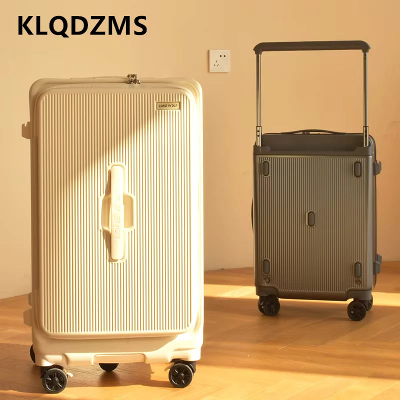 KLQDZMS กระเป๋าเดินทางด้านหน้าเปิด Boarding Box Multifunctional รถเข็น 20 "24" 26 "28 นิ้วแข็งแรงทนทานกระเป๋าเดินทาง