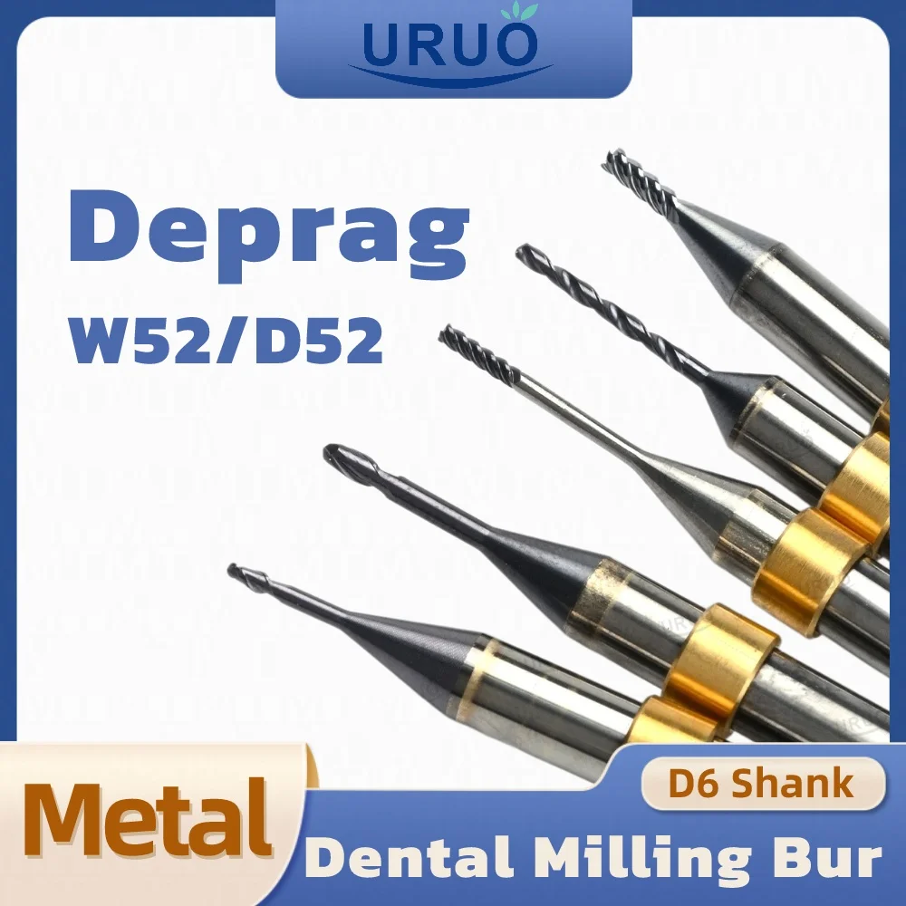 T1-T13 Dental Milling Burs DEPRAG W52/D52 Ball End Drills for Grinding METAL Titanium Cocr D6 Shank LAB Griding Tools