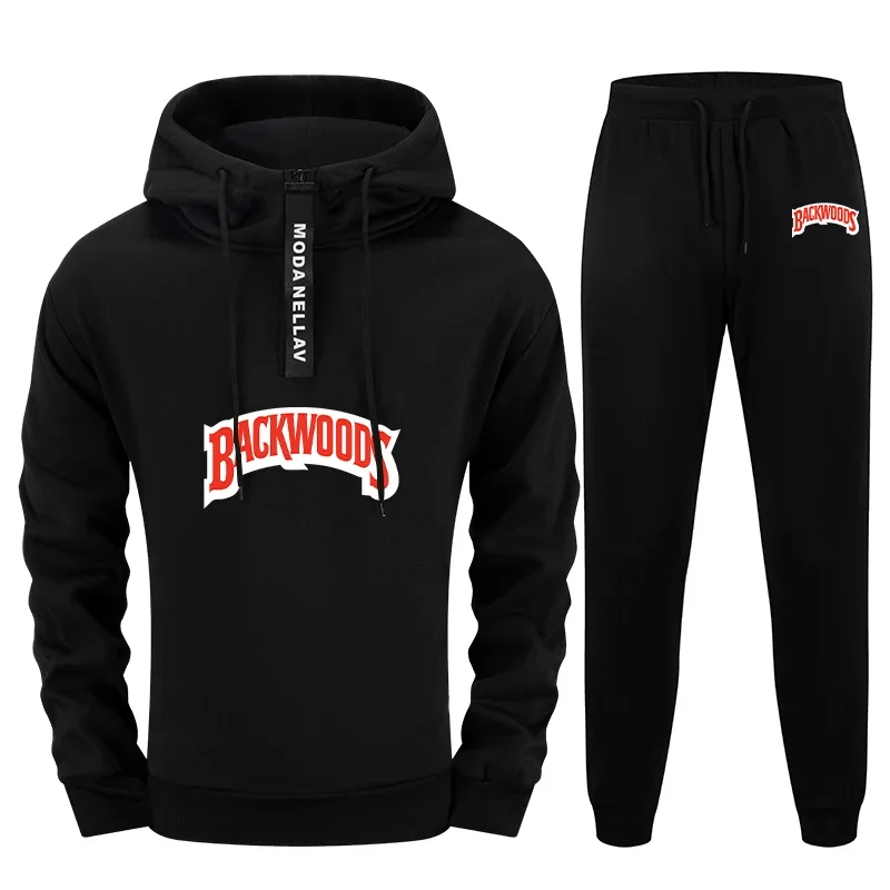 

2025 Новый мужской спортивный костюм, городская уличная одежда, комплект из 2 предметов, толстовка с половиной молнии и беговые брюки, осенне-зимняя модная толстовка, наряды