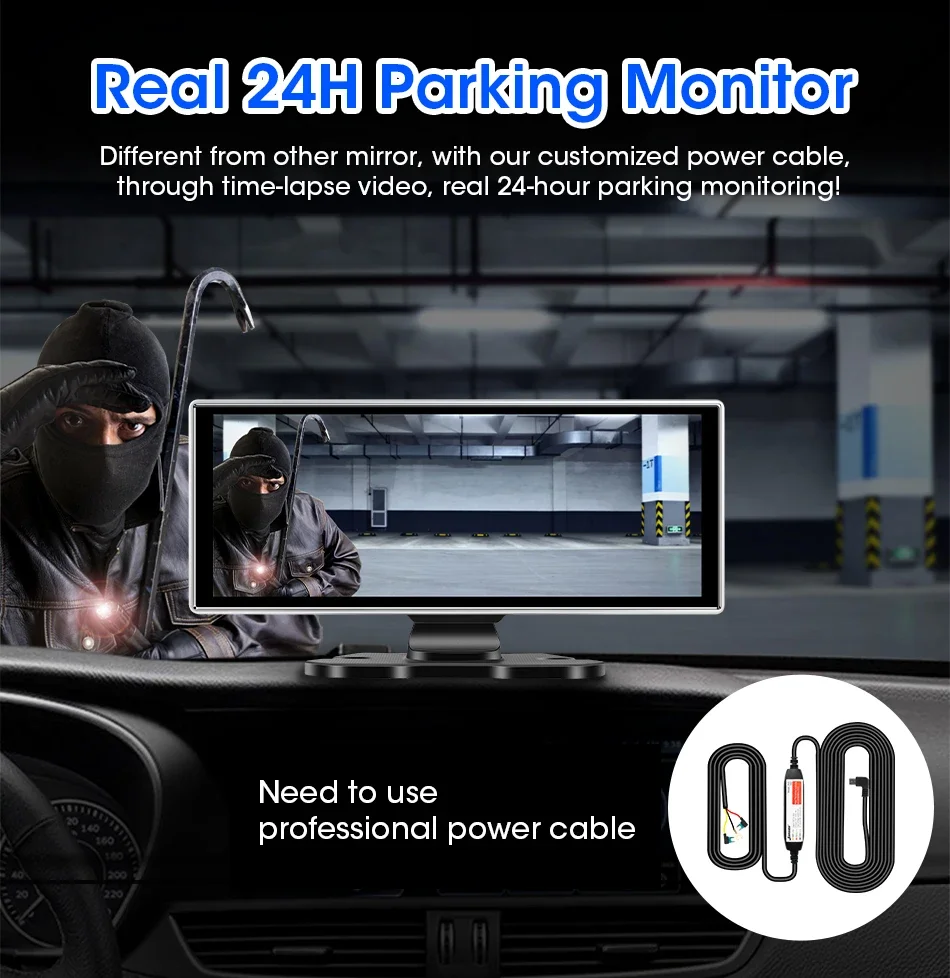 11,26 Zoll Dash Cam 4K Auto DVR Wireless Carplay & Android Auto GPS Navigation Video Recorder Dashboard Dual Objektiv Wifi AUX FM – Detail 22