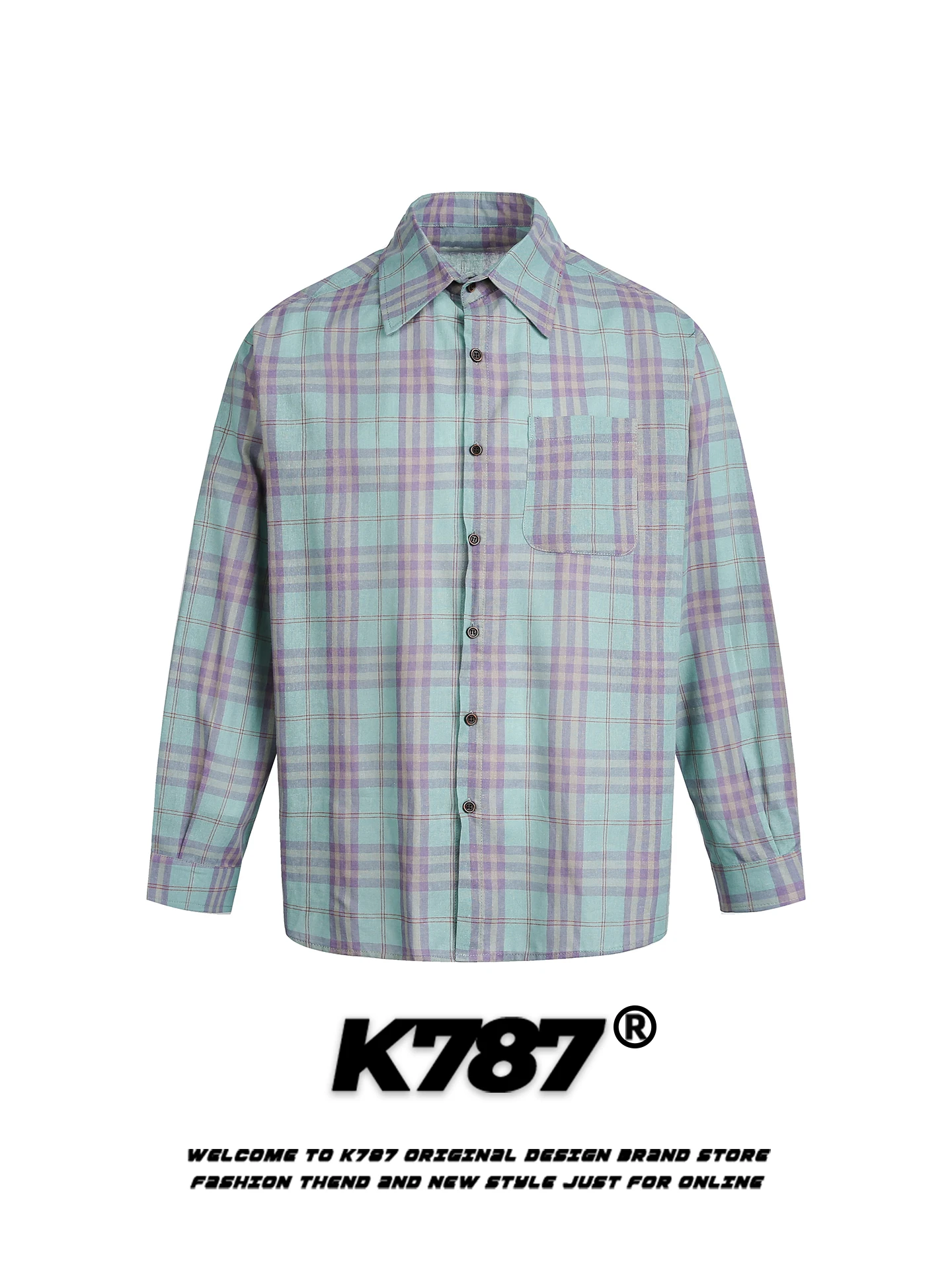 

K787 American Style Street Fashion Long Sleeve Shirt Unisex Casual Loose Fit Plaid Pattern Couple's Shirt Spring Youth Trend