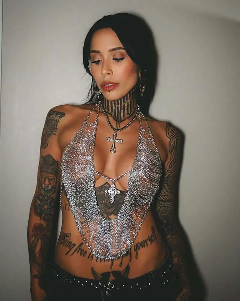 المرأة مثير ملابس السباحة الشاطئ الجوف خارج عارية الذراعين شرابة سبيكة حجر الراين الصليب قلادة المحاصيل الأعلى الخصر سلسلة حزب بيكيني #1