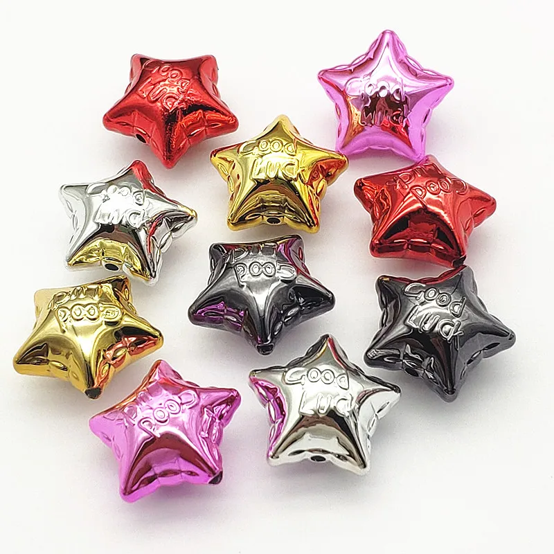 CH18 5pcs Solid Color Personality Star Plating UV Effect Star Shape Beads for Handmade DIY Parts.Jewelry Findings Components