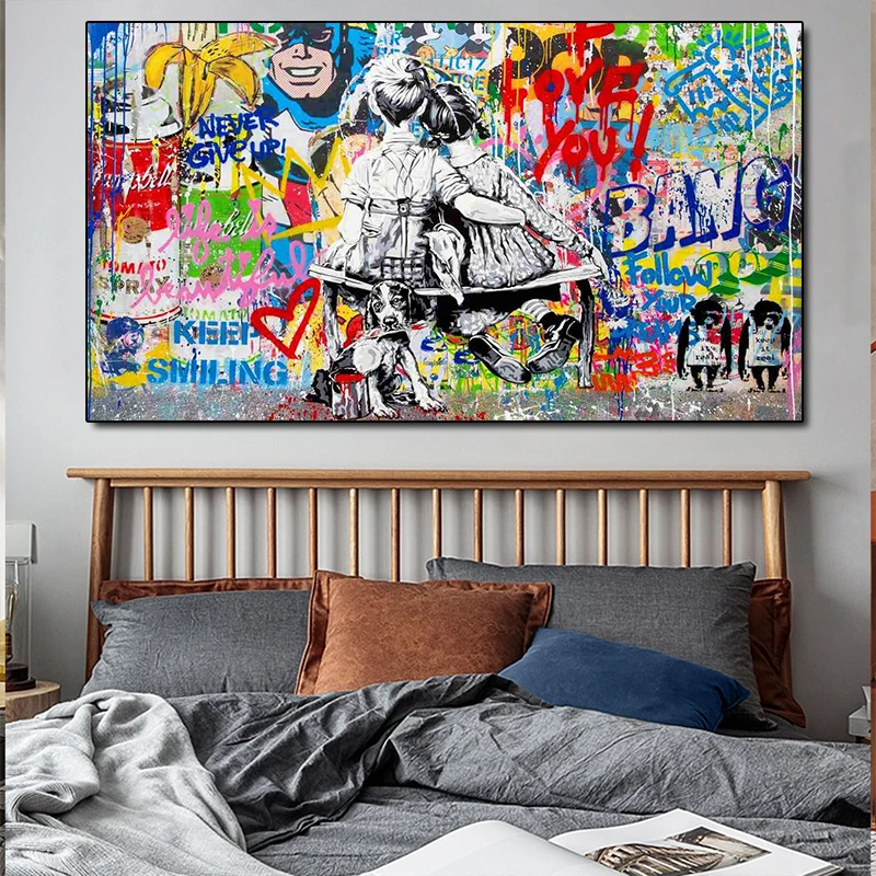 Banksy Style Graffiti Posters Print On Canvas Graffiti Paintings Pop Street Art Wall Pictures For Home Room Home Decor Cuadros