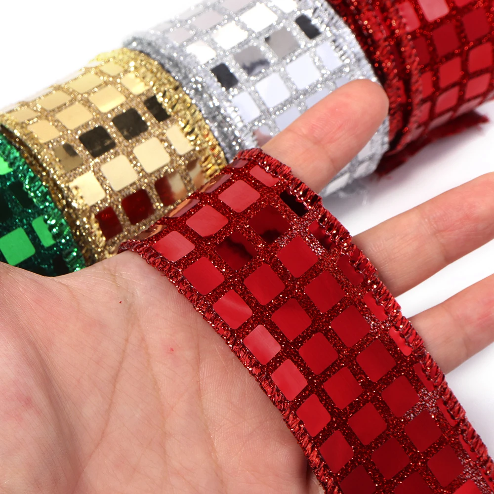 3 yards 4cm Sequins Ribbon Square Sequins Sewing Material Sequin Sewing Ribbon Wrapping Accessories Decorative Edge