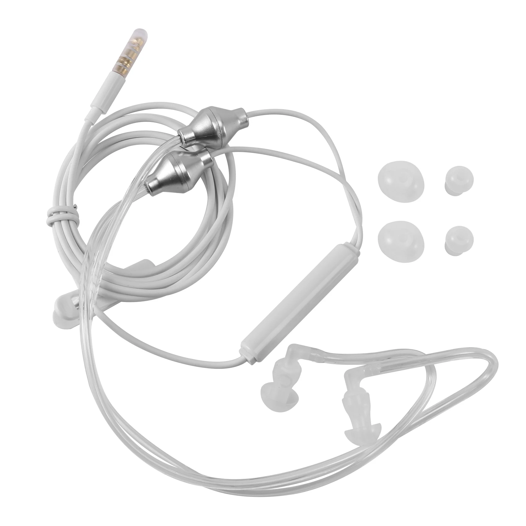 Auriculares binaurales antiradiación, auriculares estéreo con micrófono, auriculares acústicos universales de tubo de aire con cancelación de ruido de 3,5mm