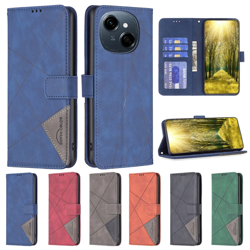 Flip Leather Wallet Cover Case on For Tecno Spark 30 20 Pro GO 1 2025 Pova 6 Neo Spark30 5G Coque Geometric Phone Bags Cases