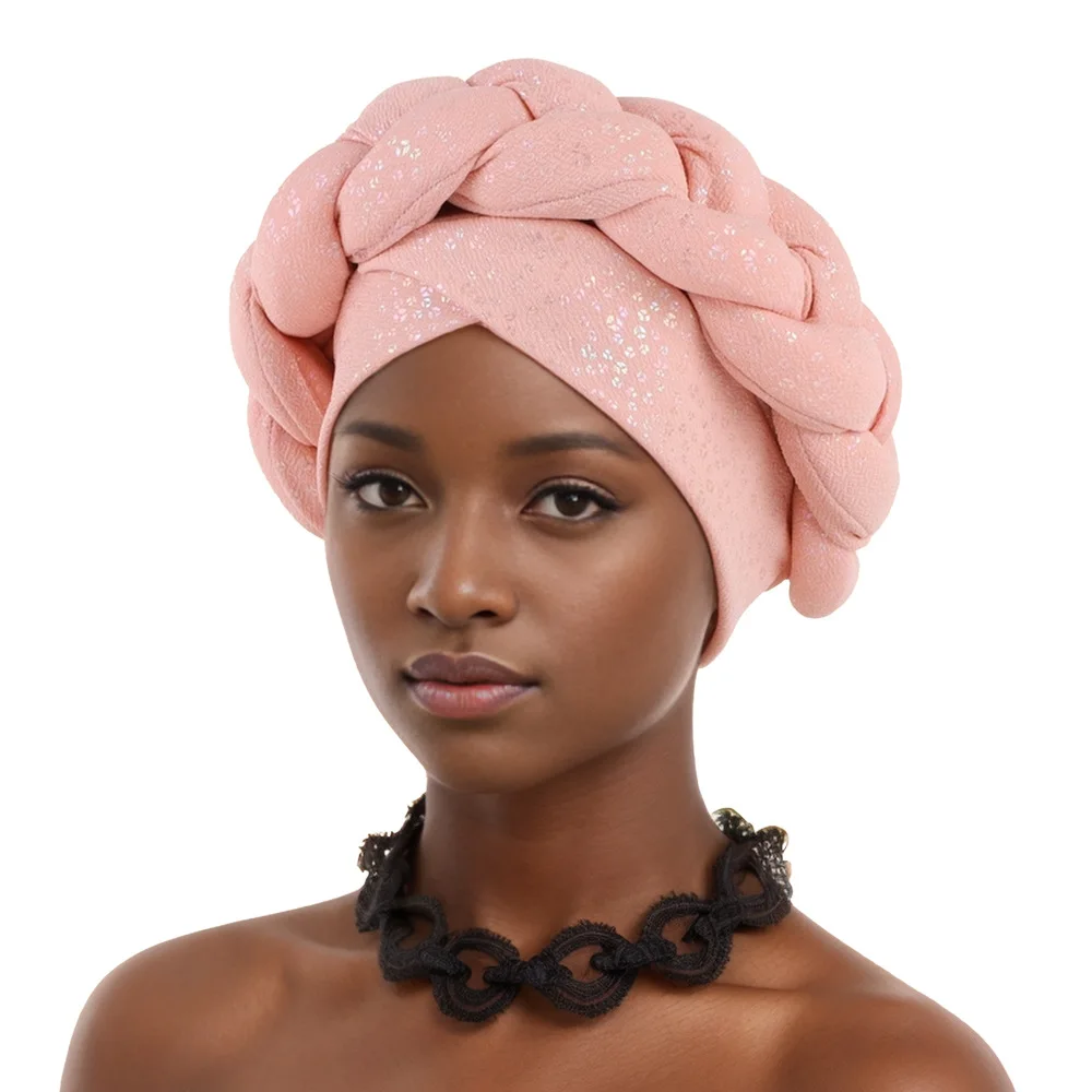 Nigeria Head Wrap Bonnet Ready To Wear Female Headtie Auto Gele 2024 Braids Turban Cap African Women Headscarf Muslim Hijab Hat