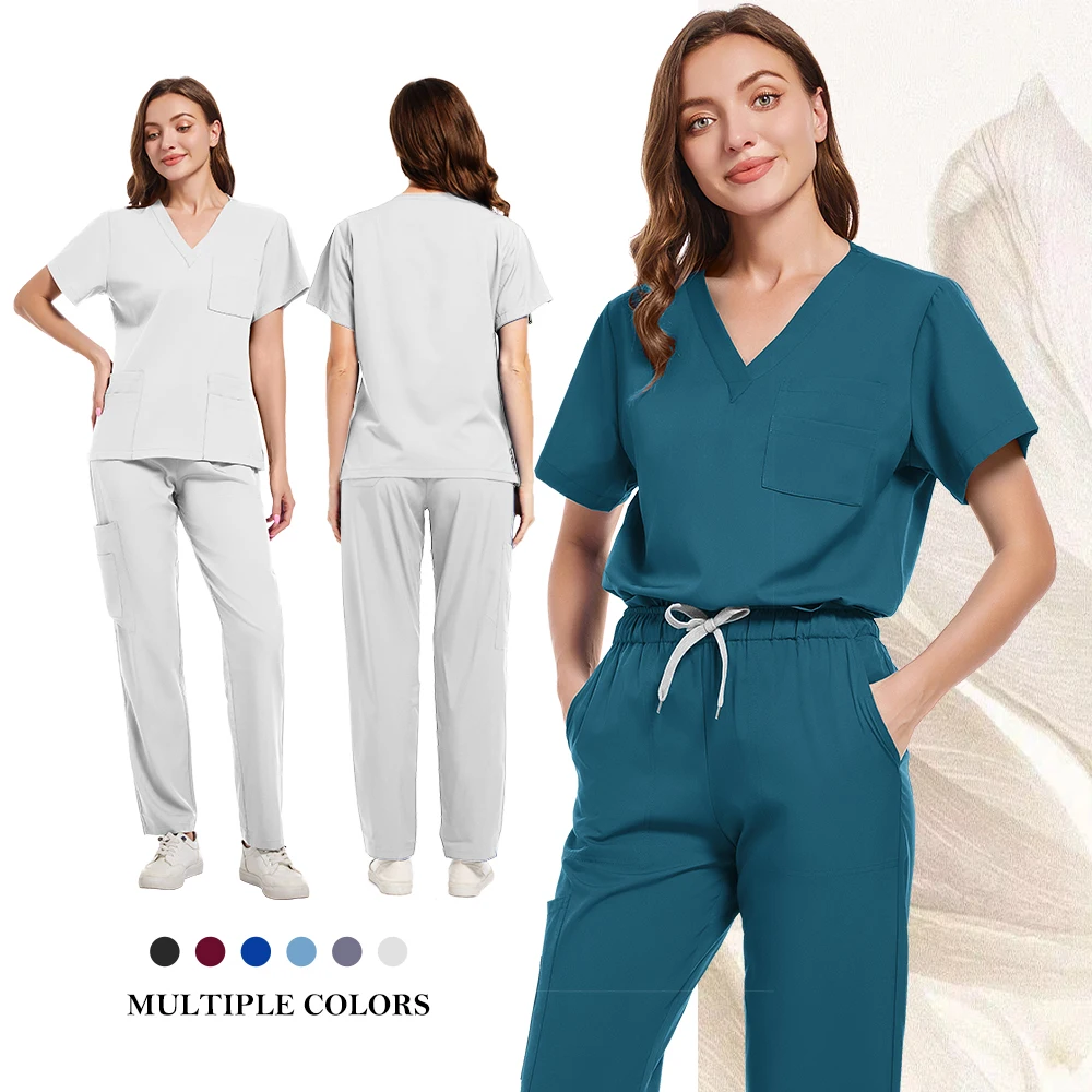 HZMNOI nouveau unisexe infirmière uniforme hommes gommages ensemble uniforme de beauté femmes hôpital chirurgical costumes clinique dentaire animalerie laboratoire vêtements de travail