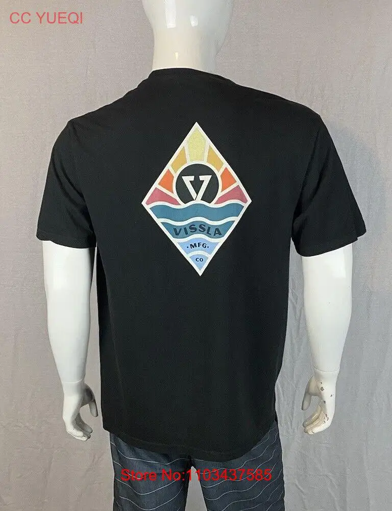 Черная 2-сторонняя футболка с графическим логотипом VISSLA, класс A, Мужская большого размера