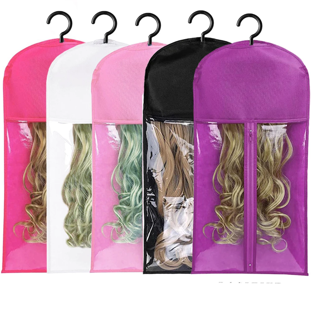 Lange Pruik Opberg Tas Houder Case Hair Extensions Opbergtas Met Hanger Voor Pruik Haar Verlenging Opbergtas Met Hanger