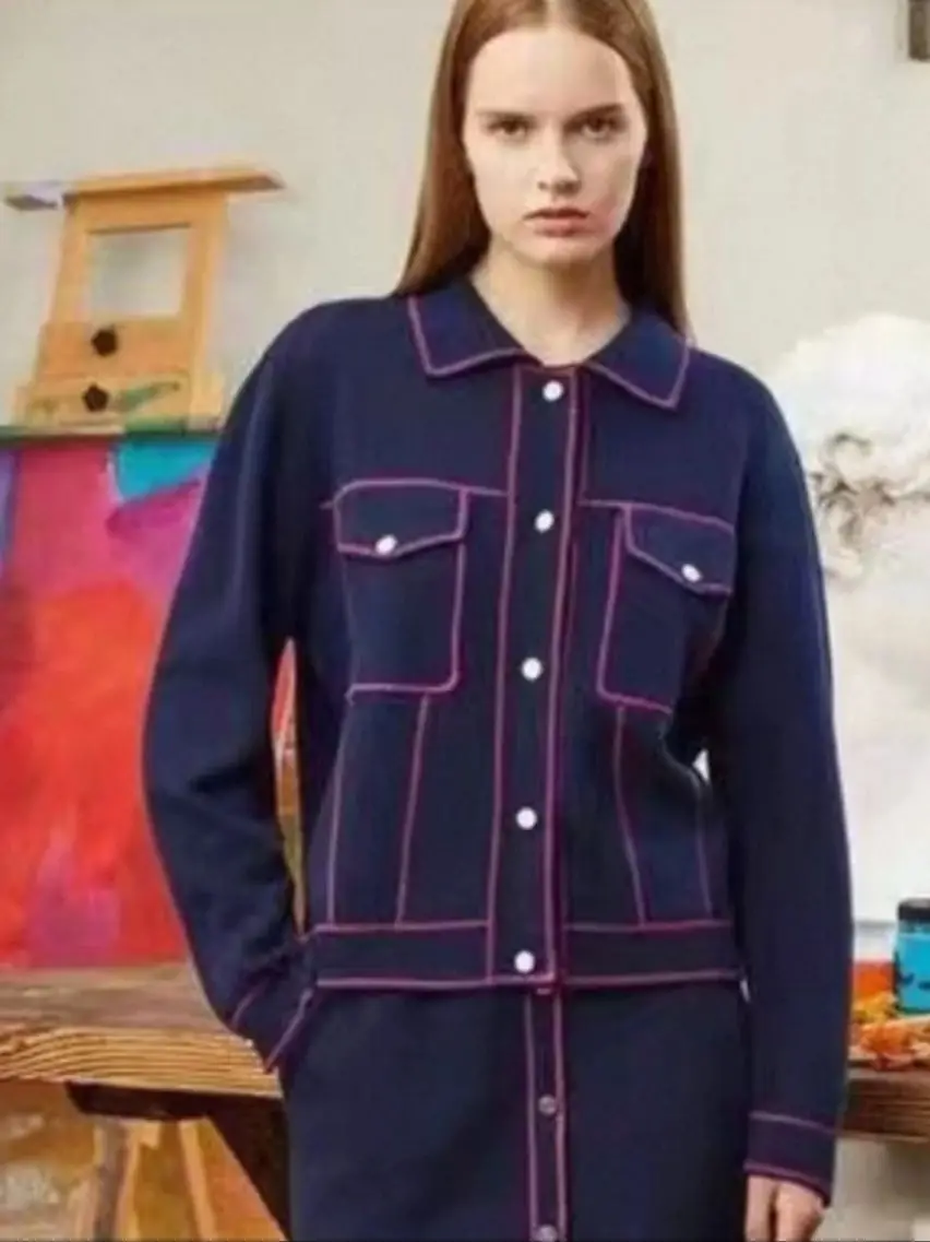 Foreign trade original single Spanish printed crew-neck sweater thin sweater
