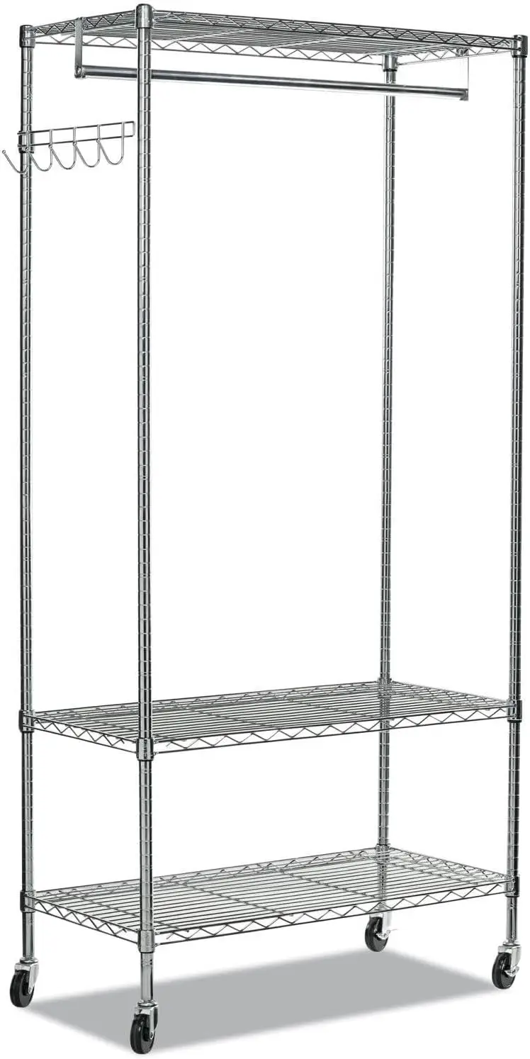 

ALEGR364818SR 48 in. W x 18 in. D x 75 in. H 40 Garments Wire Shelving Garment Rack - Silver