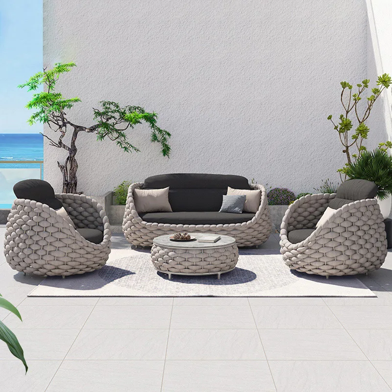 

Wholesale Modern Aluminium Rattan Garden Cushion Outdoor L Furniture Sets 4 Seater Patio Lounge Garden Sofas