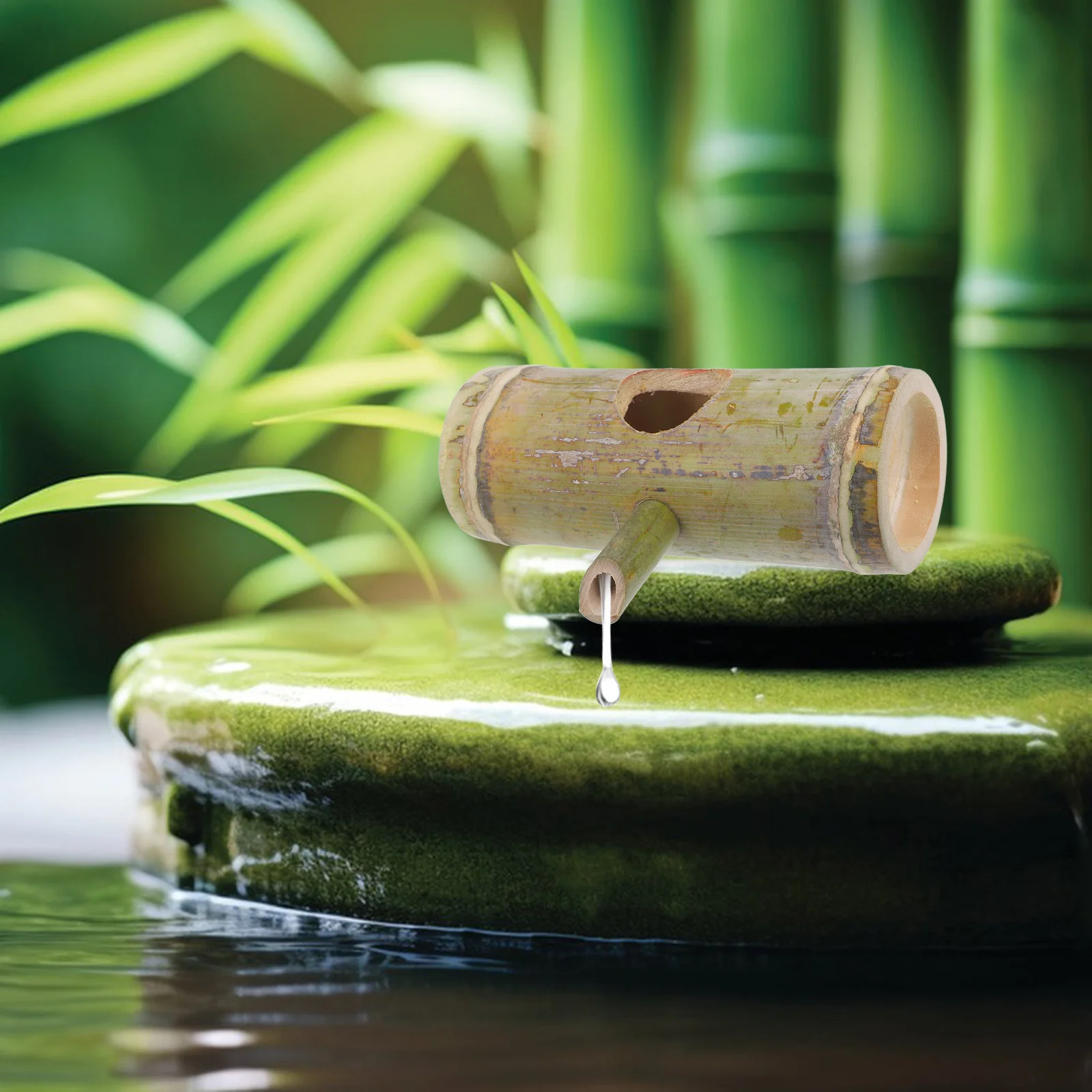 

Bamboo Fountain Decorative Spout Indoor Outdoor Garden Patio Elegance Enhancer Eye-Catching Color Unique Texture Practical
