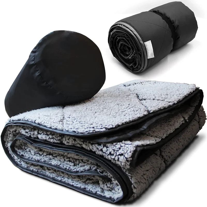 1pcs Lambswool Camping Blanket Windproof Thickened Camping Blanket Outdoor Travel Blanket Moisture-proof Picnic Mat