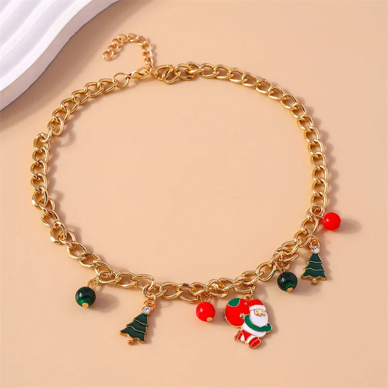 Aihua neue Mode Weihnachten Halskette für Frauen Mädchen Santa Claus Hirsch Glocke Weihnachten Stern Baum Anhänger Halskette Neujahr Geschenke – Detail 5