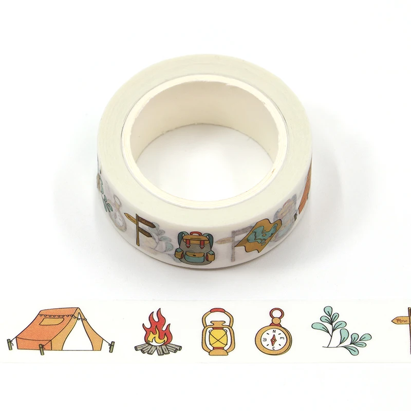 

2023 NEW 1X 10M Decorative Camping Travel Japanese Washi Tape for Scrapbooking Planner Adhesive Masking Tape Cute Stationery