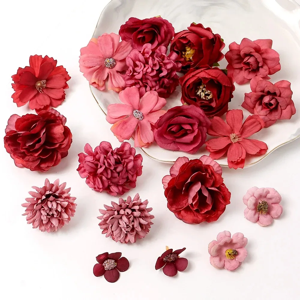 Rose Mixed Artificial Flowers Wedding Marriage Decoration Fake Flower for Home Room Decor DIY Crafts Gifts Garland Accessories