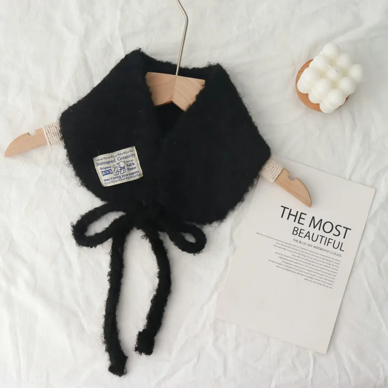 الكورية نمط لطيف متعددة الأغراض صوف الضأن الدانتيل متابعة وشاح غطاء للأذنين الإناث الدافئة جميع مطابقة الوجه يبحث غطاء للأذنين الصغيرة قبعة وشاح #5