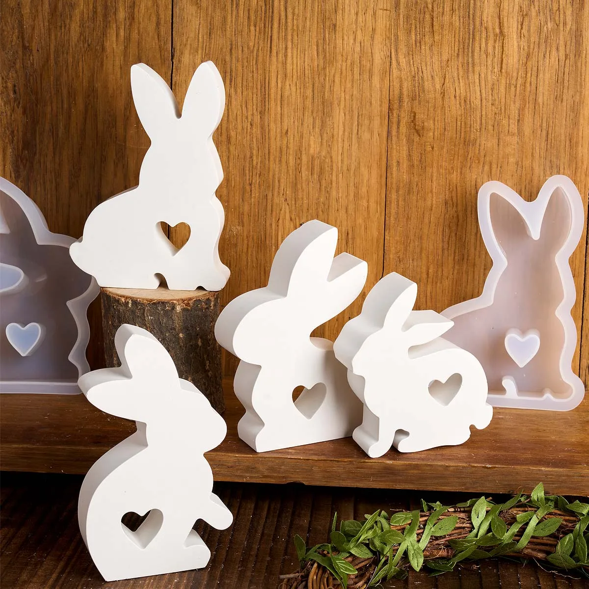 3D Love Rabbit Silicone Candle Mold DIY Easter Bunny Ornament Crafts Making Aromath Soap Plaster Resin Casting Molds Home Decor