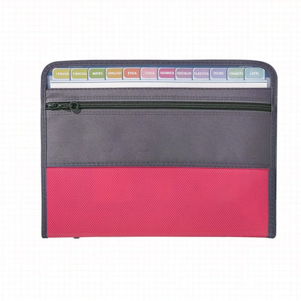 

13 Pockets Expanding File Folder with Safe Zipper Front Pencil Pouch Accordion File Organizer Multi-layer Portable