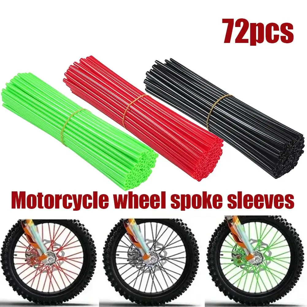 72pcs 24cm Bicycle Motorcycle Wheel Spoke Wraps Skins Rims Protector Covers Trim Pipe Kit for Bike Bicycle Accessories
