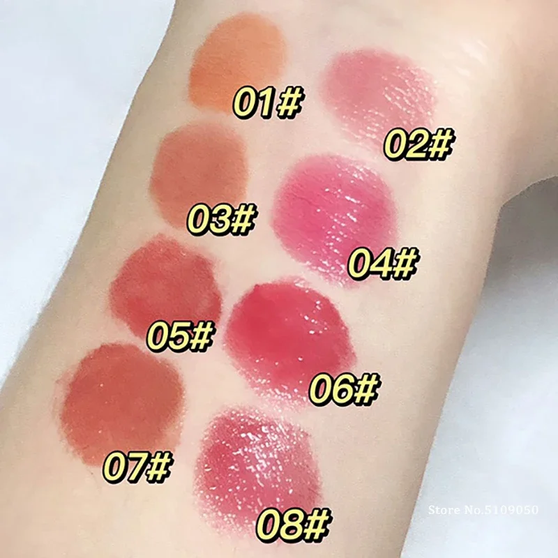 Heallor Jelly Lipstick Moisturizing Mirror Water Light Solid Lip Gloss 8 Colors Crystal Tea Red Brown Lip Glaze Tint Lip Balm Ma