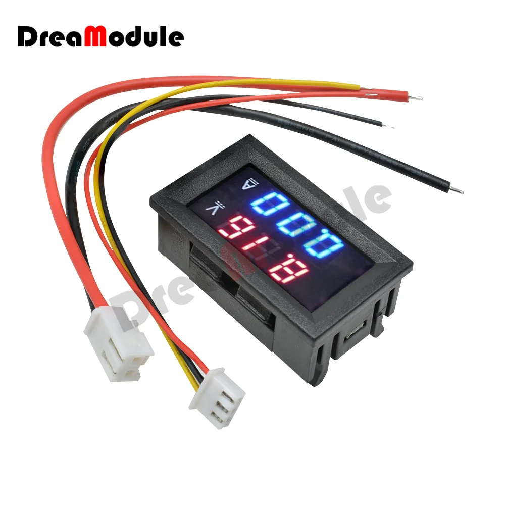 DC 100V 50A Mini Digital Voltmeter Ammeter 50A 75mV Shunt Ampere Voltage Ammeter Detector Tester LED Red and Blue Dual Display