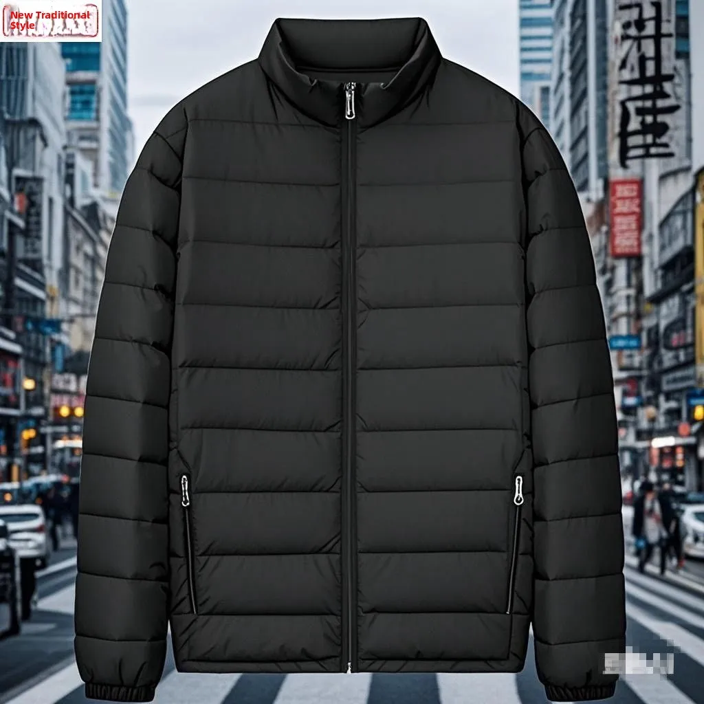 

Ultra-Thin Men's down Cotton Jaet Lightweight Large Size Trendy Long Sle Regular Thin No Hoodie Spring Season