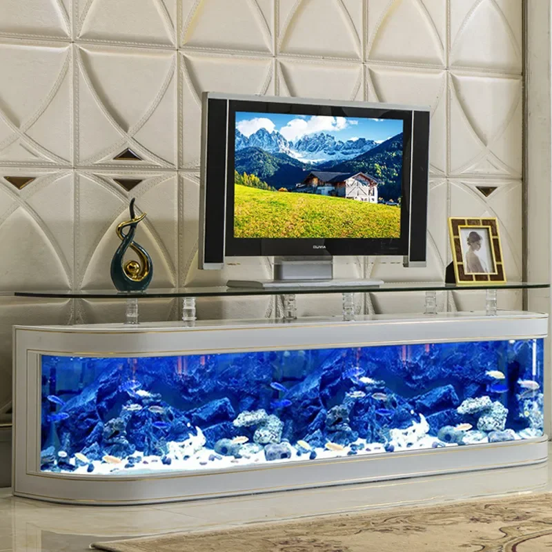 Modern Glass Aquarium Coffee Table Fish Tank Stand for Living Room Home Decor Medium Large Eco System Goldfish Bowl Furniture