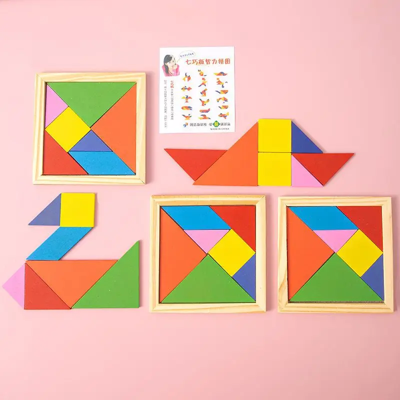 Viagem tangram quebra-cabeça educacional tangram brinquedos de madeira quebra-cabeça brinquedo iq brinquedo educativo presente