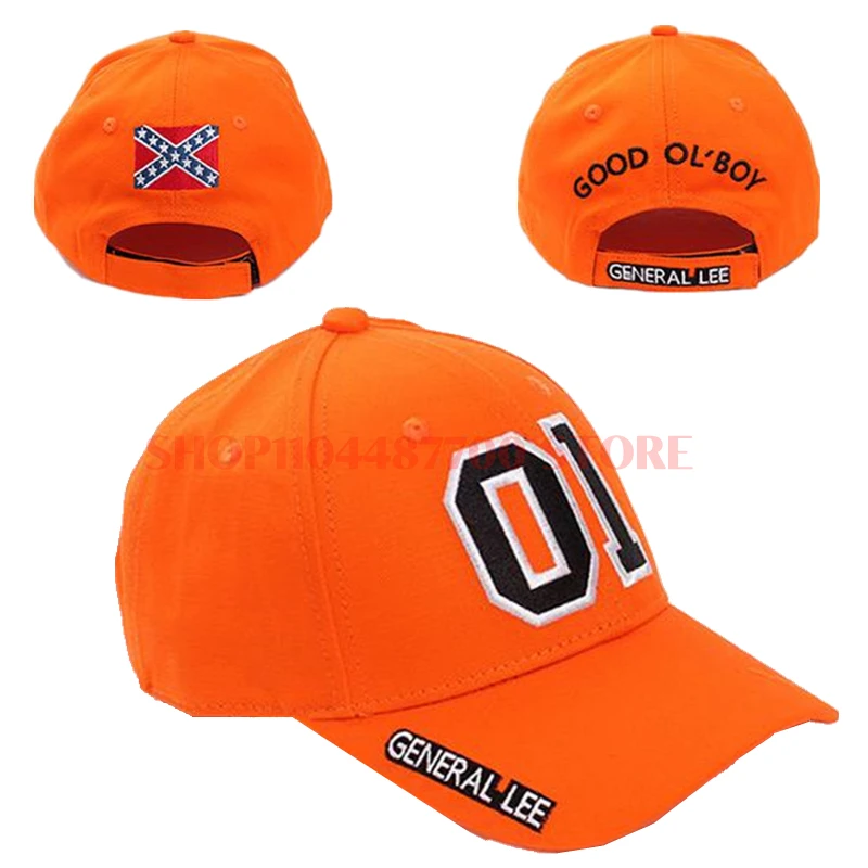 

General Lee 01 Embroidered Cotton Cosplay Hat Orange Good OL' Boy Dukes Baseball Cap Adjustable