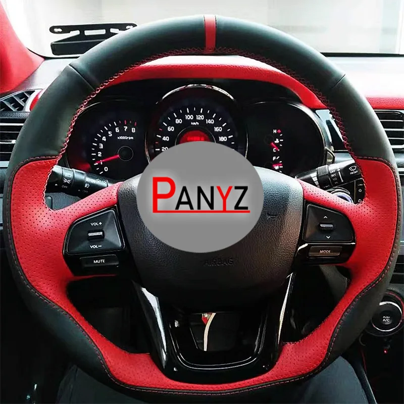 Handmade Textile Non-slip Super-fine Sports style Car Steering Wheel Cover for Kia K2 2007 2009 Kia Rio 2012 2013 2014 Interior