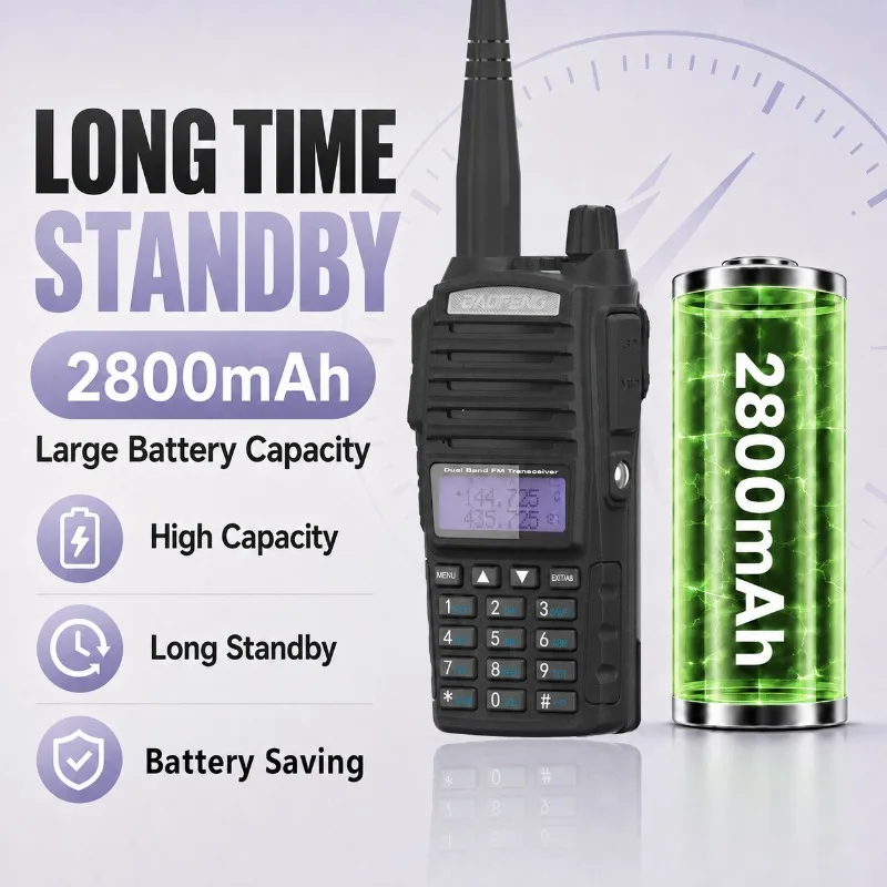 Baofeng UV-82 Dual PTT Walkie Talkie 5W/8W High Power VHF UHF Dual Band Dual PTT 2800mAh USB-C Charging Two Way Radio ForHunting