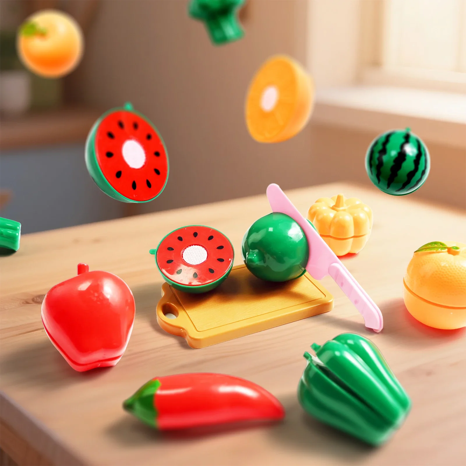 Juego de corte de frutas y verduras DIY, juguetes de comida de cocina de simulación para niñas y niños, juego realista para niños