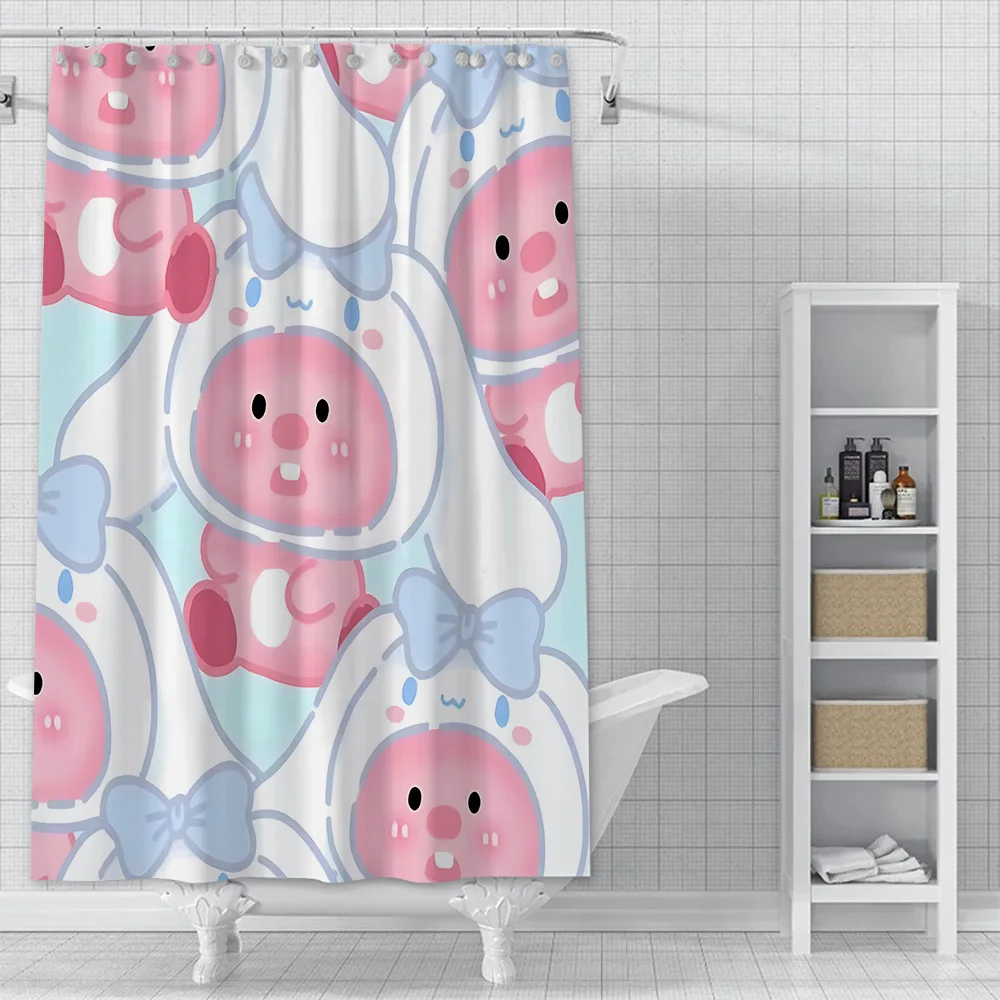 Pink Cute Loopy Shower Curtain Waterproof Polyester Fabric Paint Colorful Bath Curtains Home Bathroom Decor Curtain With Hook