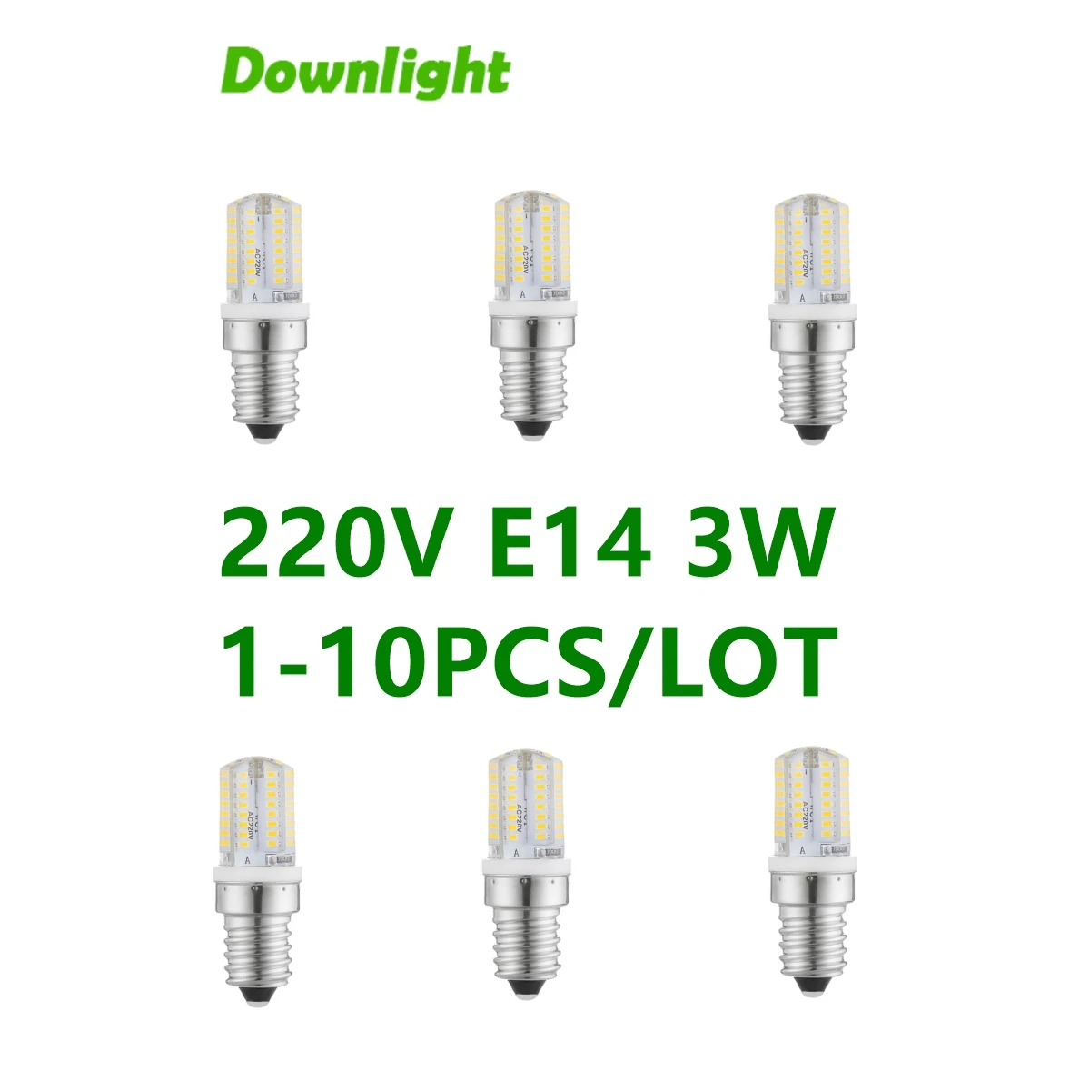 

1-10PCS Mini E14 LED Corn Bulb 64 LEDs SMD 3014 AC220V 3000K/4000K/6000K Lampada LED Lamp Chandelier Candle LED Light Bombilla