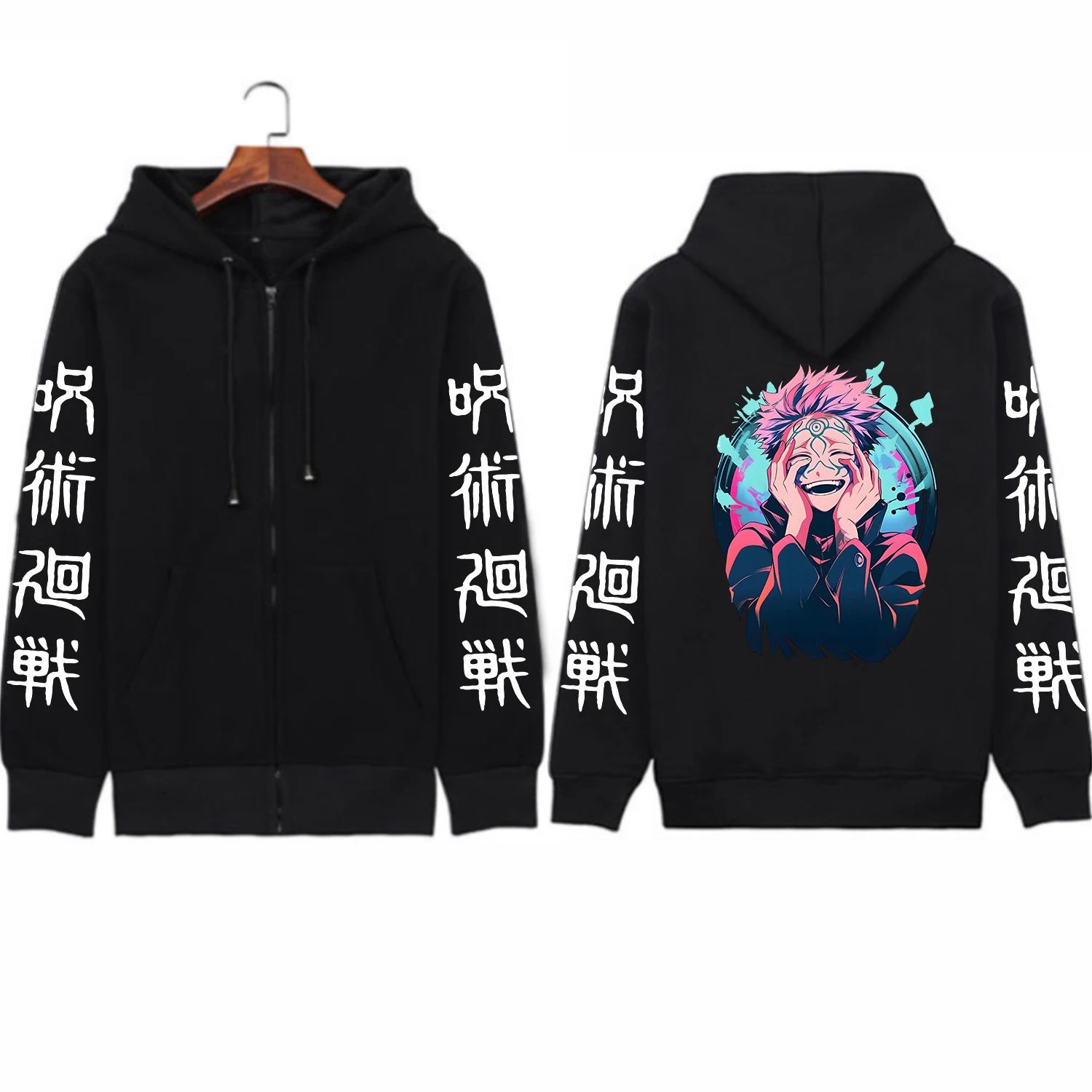 2023 Anime Jujutsu Kaisen Zip Up Hoodies Autumn Ryomen Sukuna Manga Autumn Winter Men Women Plus Size Zipper Sweatshirt Jacket