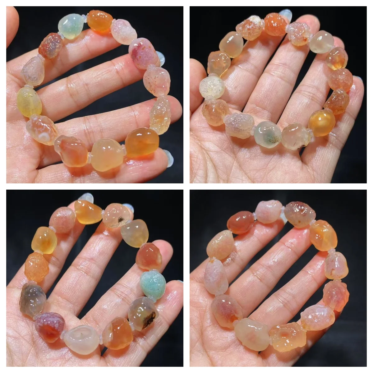 

30pcs/lot 1pcs/lot Cute translucent sugar heart Gobi agate rough beads bracelet Girl birthday gift charm folk-custom