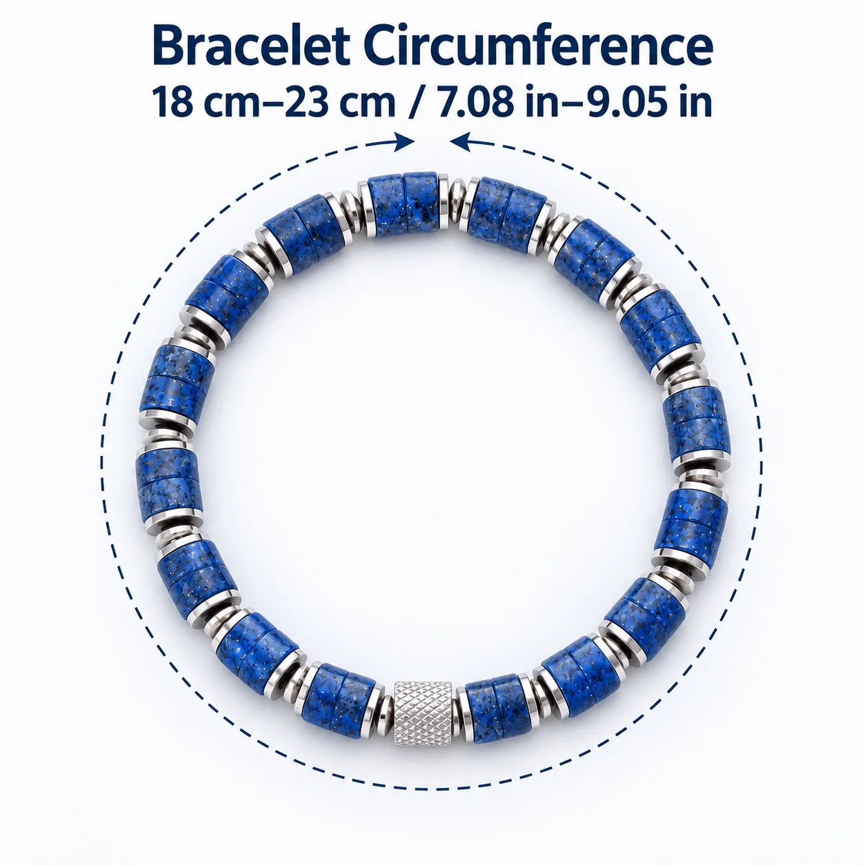 Minimalist style lapis lazuli bucket bead bracelet, handmade,symbolizing wisdom, insight,and clear thinking, unisex jewelry gift