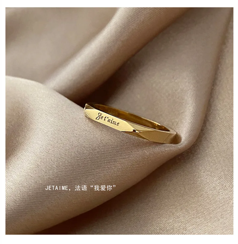 French Love You JETAIME Letters Rings Couple Wedding Anniversary Rings Fashion Personality 2022 New Titanium Steel Jewelry
