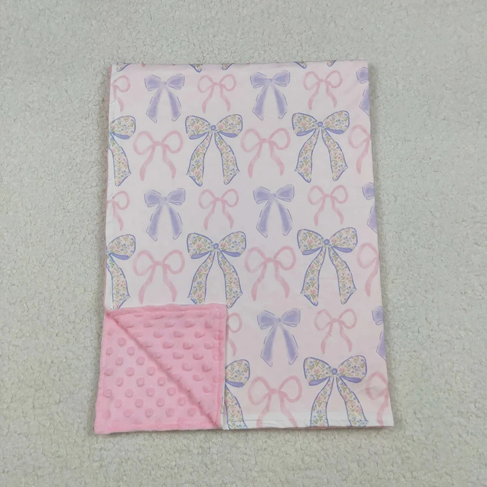 

Wholesale Toddler Flannel Boutique Floral Bows Blanket Baby Girl Children Thin Quilt Kids Girls Bedding Fleece