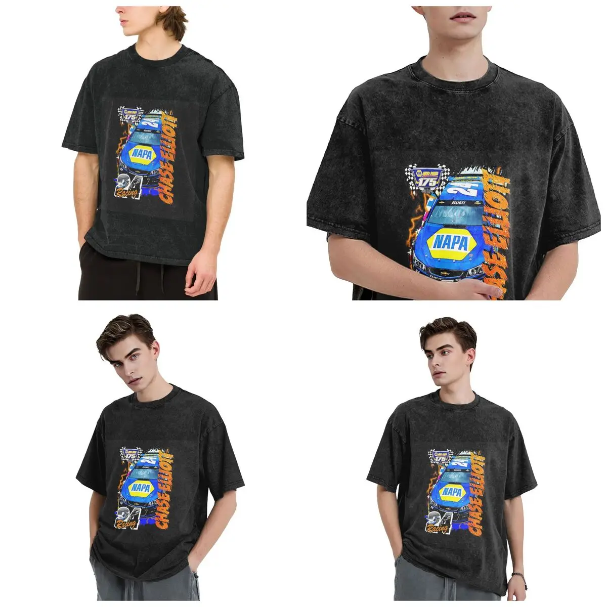 Chase Elliott NAPA Racing Hip Hop Short Sleeve T-Shirts Washed Tops Tees Streetwear T Shirt Harajuku for Men Women